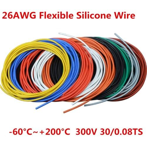 5metre 26 AWG Flexible Silicone Wire RC Cable 30/0.08TS Outer Diameter 1.5mm Wire Conductor to DIY Electrical Wire