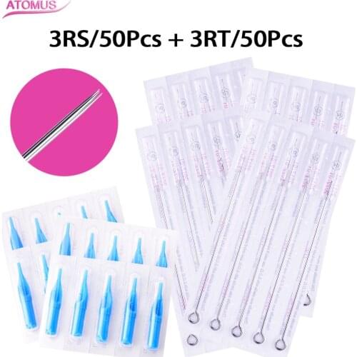 3Rs Tattoo Needles With 3Rt Tips Frivolite Naalden Agujas Tatuaje Tattoo Nozzle Disposable Aiguille Tatouage Permanent Makeup