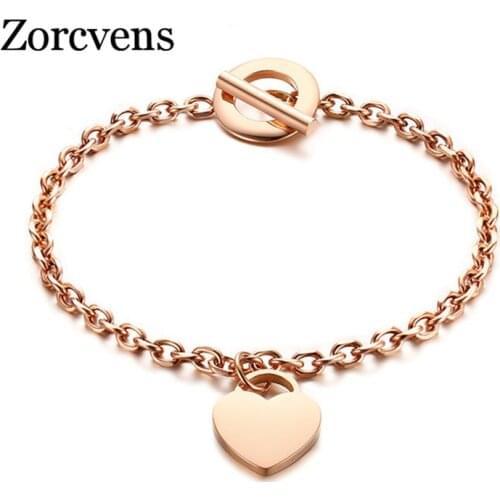 Modyle Personalised Gifts Heart ID Charm Bracelets for Women Free Engrave Name Stainless Steel Link Chain Bracelets & Bangles