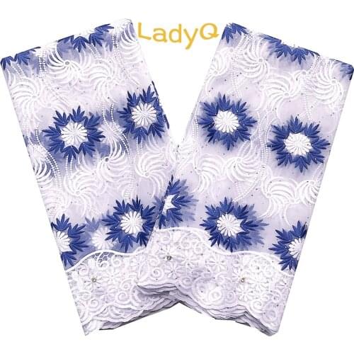 Royal Blue African Lace Fabric 5 yards Sale Swiss French Lace Fabric 2020 Embroidered Net Fabric Cord Laces for Nigerian Party
