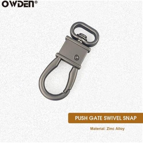 OWDEN Leather 2Pcs Push Gate Hooks Metal Swivel Snaps Hardware Accessories