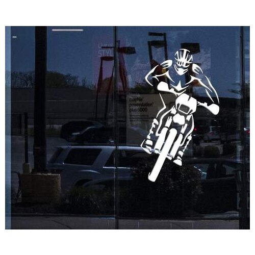 Handsome Motorcycle Rider Is Riding A Motorcycle On The Road Window Vinyl Mural For Boy Teen Room Home Logo Art Decal GA484