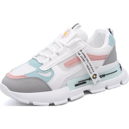 Fashion Womens Shoes Autumn Comfortable Breathable Mesh Casual Shoes Womens Lace-up Non-slip Color Matching Sneakers3g84