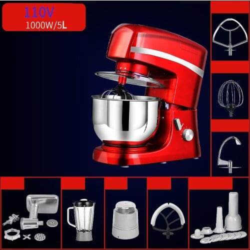 220V/110V Stand Mixer Stainless Steel Bowl 6-speed Kitchen Blender Cream Egg Whisk Cake Dough Kneader Sausage Juice Blender
