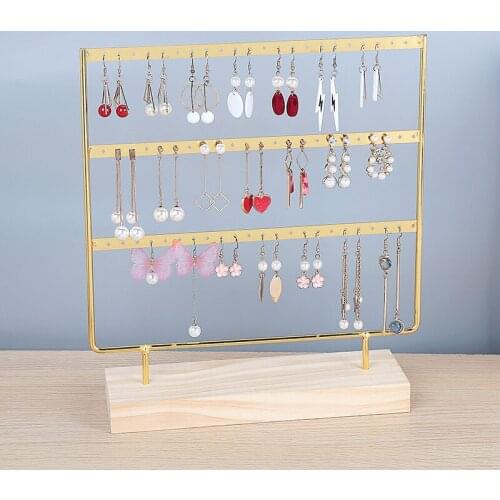 24/38/44/69 Holes Multilayer Earring Storage Rack Solid Wood Base Hanging Earring Pendant Jewelry Display Shelf Organizer Holder