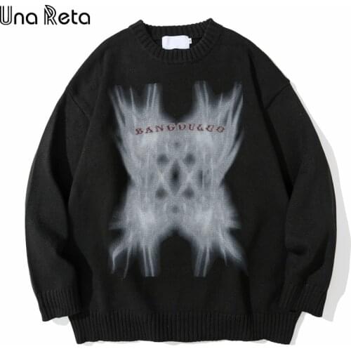 Una Reta Sweater Men New Hip Hop Harajuku print Streetwear Men Clothes Long Sleeve Pullover Tops Autumn Men Loose Sweater