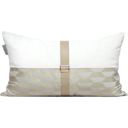 Modern Simple Cushion Cover White Grey Patchwork Home Decor Waist Pillows For Sofa car Living Room 30x50cm