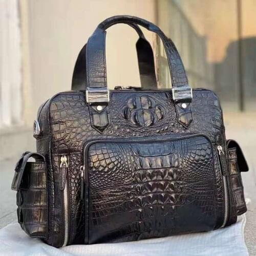 2021 New Genuine Alligator Leather Travel Bag Mens Luxury Crocodile Leather Gym Bag Women Fashion Multi Functional Shoulder Bag