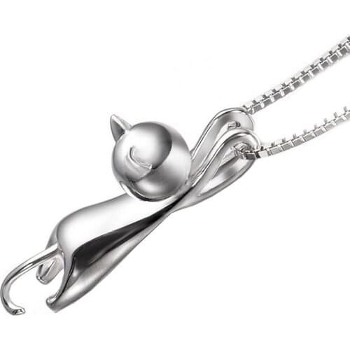 Lovely Cat Pendants Necklace Clavicle Chain Silver Color Necklace for Women 2021 New Fashion Collier Femme Collares Jewelry Gift