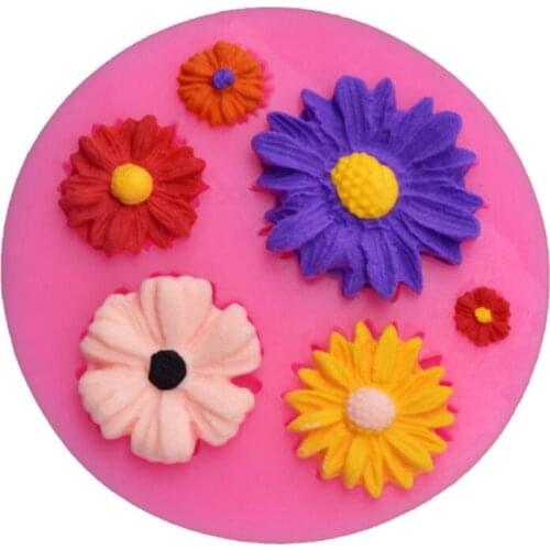 Sunflower Daisy Silicone Molds Fondant Cake Candy Chocolate Sugarcraft Pastry Baking Tool Mould Party Cupcake Topper Decorator