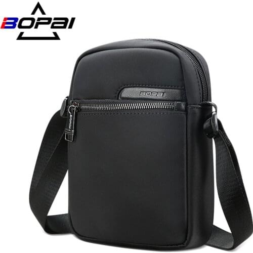 BOPAI Casual Men Shoulder Bag Light Waterproof Vintage Crossbody Bags Zipper Messenger Bag Male Large Capacity Short Trip