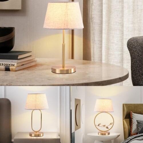 Bedside Lamp Copper E27 Gold Bedroom Study 90-260V Modern Simple Light Luxury Personality Led Atmosphere Decorative Nordic Lamps