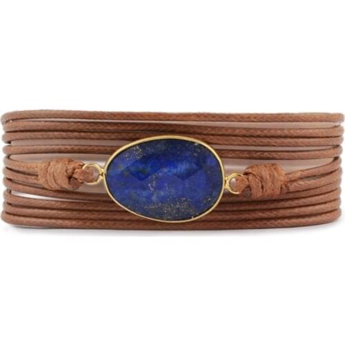 Dropshipping Wrap Bracelets Lapis Lazuli Handmade Bracelet Natural Stones Charm 5 Times Friendship Bracelet Boho Bracelet Homme