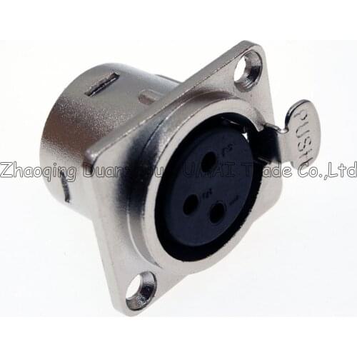 Silvery Metal Audio MIC Connector XLR 3 Pin female Chassis Mount type plug,CANON Panel installation socket