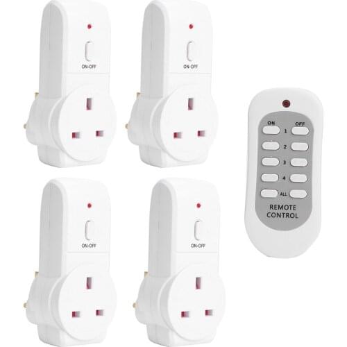 4pcs UK Plug Lightness and Portability No Space Occupy Home House Power Outlet Light Switch Socket Wireless Remote Control