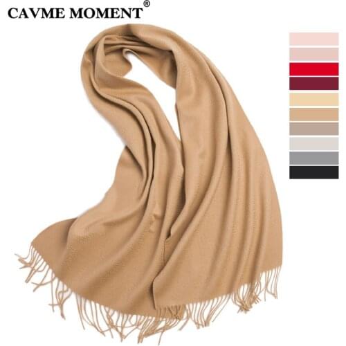 CAVME Pure Cashmere Scarf for Unisex Mens Long Basic Scarves Winter Womens Solid Color Shawl Wrap with Tassel 180g 40*200cm