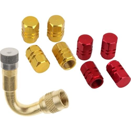 Tyre Valve Extension 90 & 135 Degree Adaptor + Motorcycle Car Tire Stem Caps