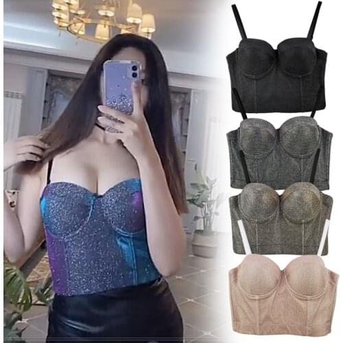 Crop Top Women Tank 2021 Summer Top Cropped Woman Clothes Sexy Camis Push Up Bra Clothing Backless Bustier Party Club Vest
