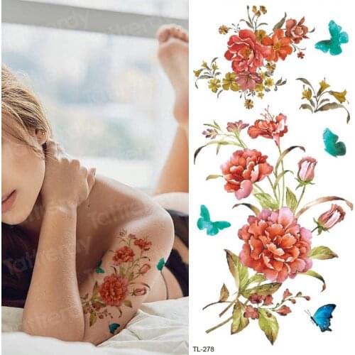 Waterproof temporary tattoos unique flower tatoo temporary stickers women tattoo arm sleeves tattoo for girls body art decals