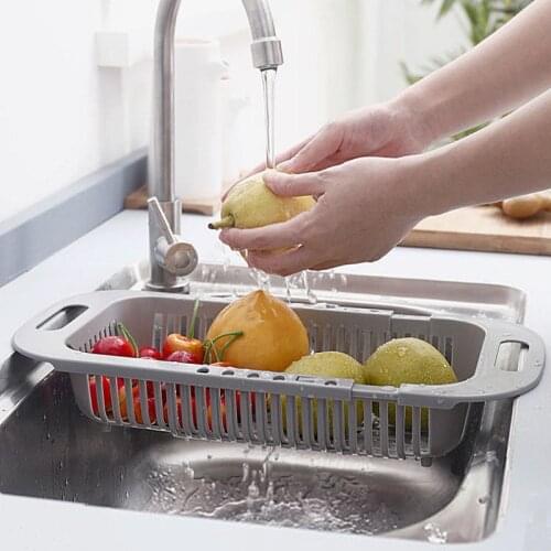 Retractable Kitchen Foldable Sink Drainer Plastic Filter Dish Rack Flexible Drain Basket Drainer Folding Vegetable Drain Basket