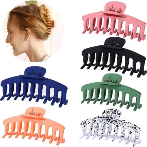 Hot Sale Women Girls Solid Color Claw Clip Large Barrette Crab Hair Claws Bath Clip Ponytail Clip for Female Hair Accessories
