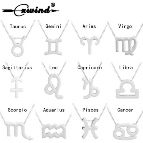 Cxwind 12 Zodiac Constellations Necklace For Women Charm Virgo Libra Scorpio Aquarius Choker Pendant Statement Birthday Gift
