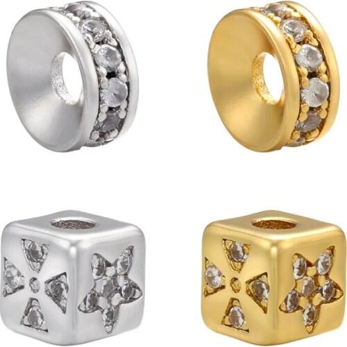 ZHUKOU NEW classic Round and square crystal cubic zirconia beads for DIY handmade bracelet jewelry accessories wholesale VZ265