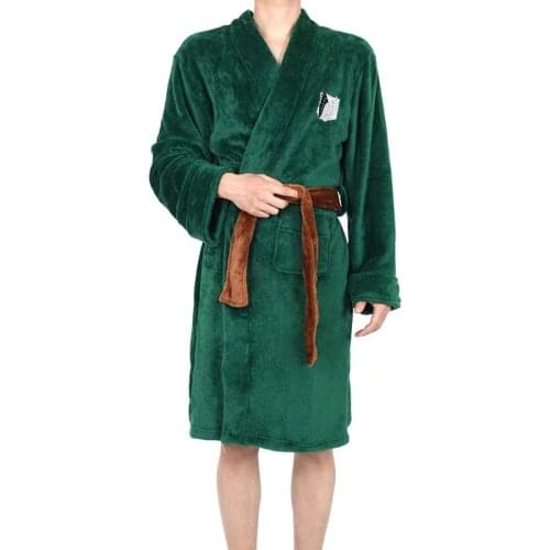Anime Attack on Titan Cosplay costume Flannel Pajamas Adult Unisex Winter Warm Nightwear Sleepwear Kimono Robe