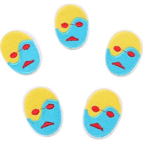 10pcs/lot Iron On Sew On Face Patch for Jeans Clothing Repair DIY Embroidery Stickers Sewing Fabric Appliques Coats Pants Badge