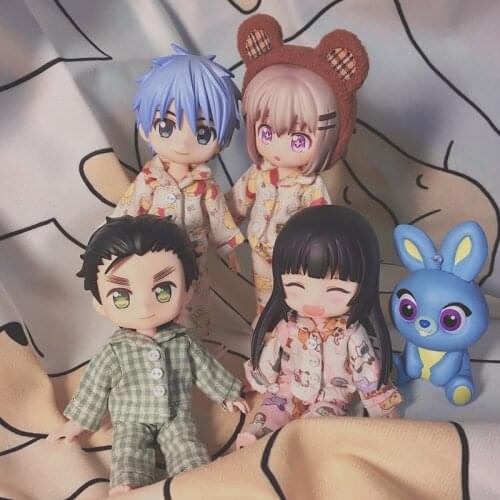 2Pcs/ Set Obitsu11 Sleepwear Ob11 Pajamas 1/12Doll Clothes (Fit BJD12,Cu-Poche,P9, Molly)
