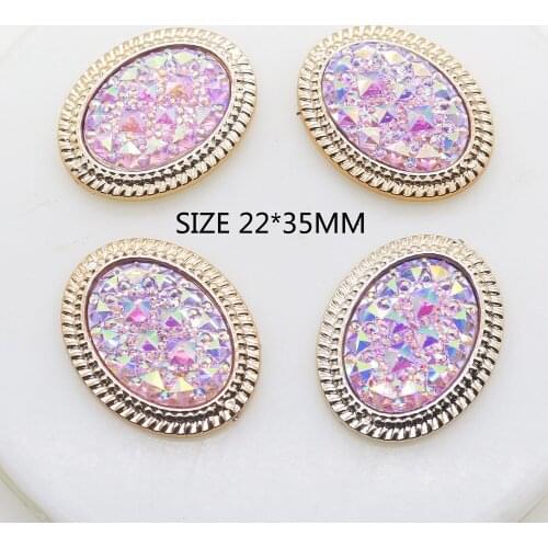 2018 Hot High Quality 10Pcs/Lot 22*35mm Gold Plastic Buttons Oval Diy Flatback Button Webbing Decoration accessories