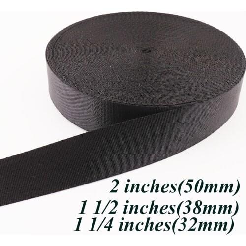 50mm/38mm/32mm Black Webbing Soft Smooth Belt Polyester Webbing Key Fob Bag Strap Purse Handles dangle woven belt tote handle2"