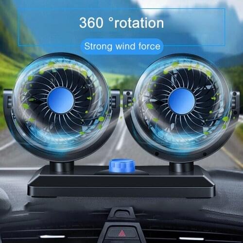 Car Auto Cooler 24V 12V 360 Degree All-Round Adjustable Car Auto Air Cooling Dual Head Fan Low Noise Air Fan Car Fan Accessories