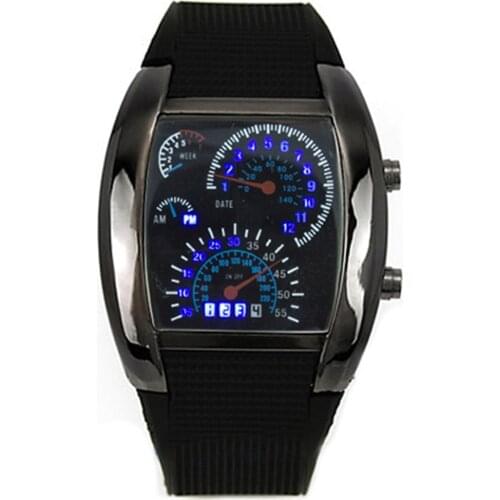 Fashion Mens Womens Sport LED Dashboard Pattern Dial Digital Wrist Watch Gift Digital LED Sports Watch Gifts Reloj Hombre