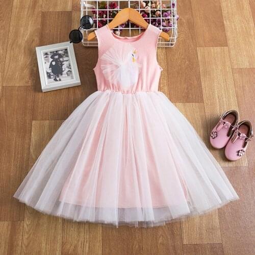 Girls Tulle Princess Dress For Kids Sleeveless Cartoon Print Tutu Vestidos 3 4 6 7 8 Year Children Elegant Party Fairy Sundress