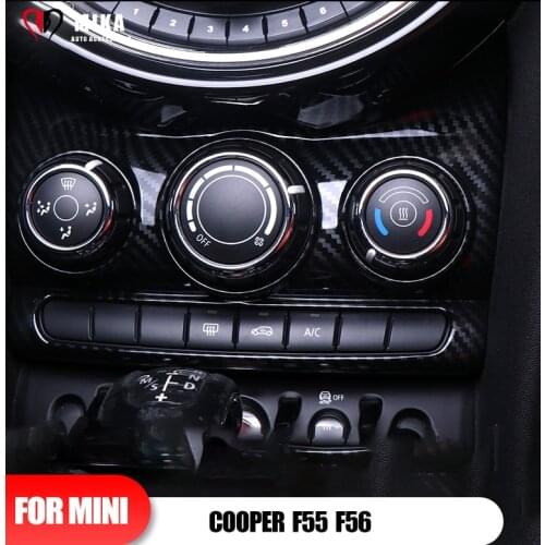 For Mini Cooper F55 F56 Carbon Fiber Car Center Console Air Conditioning Knob CD Radio Panel Cover Multimedia Button Stickers