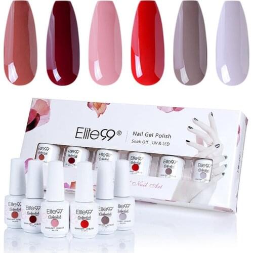 Elite99 6 Pcs/Set Gel Polish Gift Box Set 8ml Pure Color Series UV Nail Polish Soak Off Hybrid Nail Art Manicure UV Gel Vernis