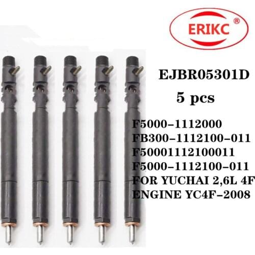 ERIKC 5PC CRail EJBR05301D F5000-1112000 FB300-1112100-011 F50001112100011 F5000-1112100-011 FOR YUCHAI 2,6L 4F ENGINE YC4F-2008