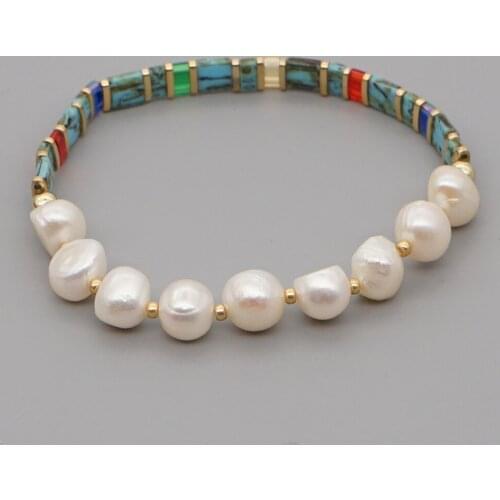Go2boho Women Bracelet Jewellery Miyuki Tila Beads Bracelets Boho Freshwater Pearl Pulseras Mujer Stretch Jewelry 2020 Fashion