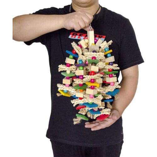 Large Parrot Toys Natural Wood Large Bird Chewing Toy for Parrots Macaws cokatoos African Grey Bird Supplies C42