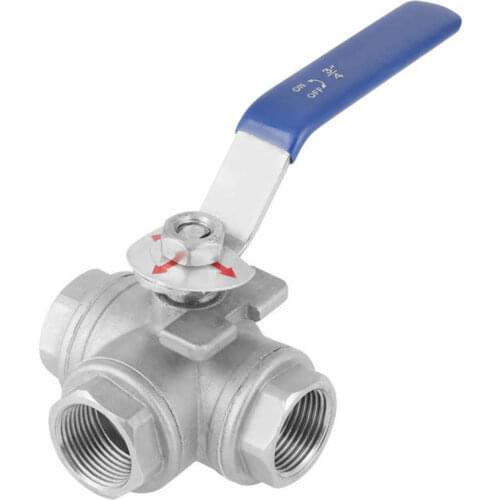 1pc 3/4" DN20 Stainless Steel SUS304 Pipe Ball Valve Three-way T-Type Female Thread Valve