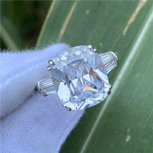 Vecalon Statement Promise Ring Cushion cut 8ct AAAAA cz 925 Sterling Silver Engagement Wedding Band Rings for women men Jewelry