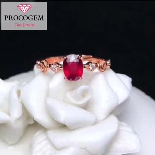 Nice Simply Natural Hearted Ruby Rings 1.06Ct for Women Engagement Oval Genuine Gemstones Fine jewelry 925 Sterling silver #347