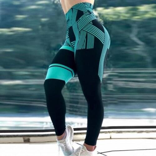 DAIYIC Yoga Women Pants Striped Print High Quality Leggings Two Color Patchwork Breathable Gym Leggings Female
