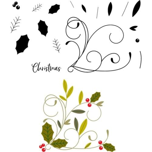 Merry Christmas Leaves Metal Cutting Dies Matching Clear Silicone Stamp Scrapbooking Card Making New Stencil 2020