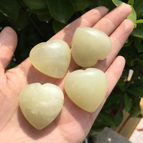 Natural Yellow Jasper Heart-shaped Palm Stone Reiki Healing Crystal Fengshui Home Decoration