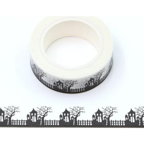 NEW 1PC 15MM*10M Halloween Black and White Witch house Washi Tape Wholesale Masking Tape Stationery washi tape stickers