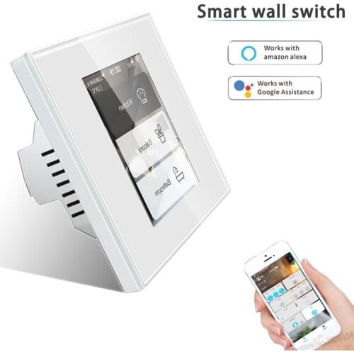 2020 Latest 5 model in one LCD WIFI Smart wall Switch power display app control ,alexa,googlehome for smart switch smart home