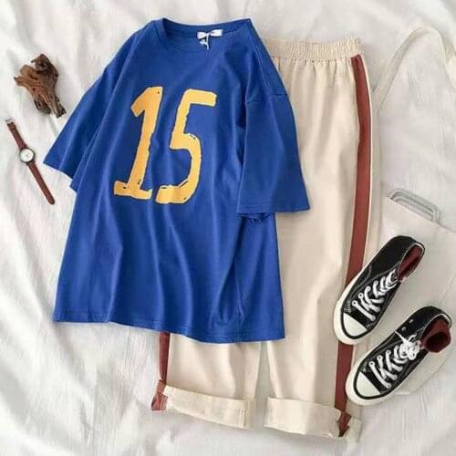 2020 Set female students summer new Korean print short-sleeved t-shirt + casual long pants