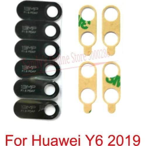 New Back Rear Camera Glass Lens For Huawei Y6 2019 Back Big Camera Lens Glass Cover With Adhesive Sticker Spare Part